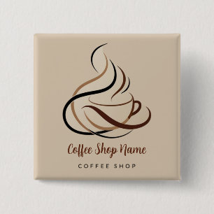 Modern Minimal Coffee Shop professional  shop 2 Inch Square Button
