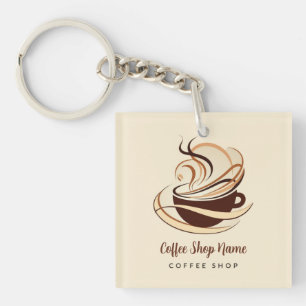 Modern Minimal Coffee Shop professional shop Keychain