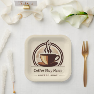 Modern Minimal Coffee Shop professional shop Paper Plate