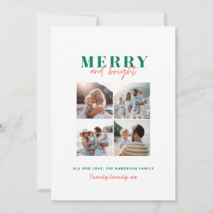 Modern minimal colorful fun Christmas photo Holiday Card