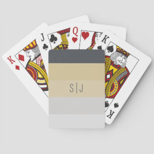 Modern Minimal Colour Block Monogram Personalize Playing Cards
