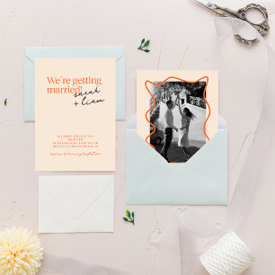 Modern Minimal Colourful Beige Wedding Invitation