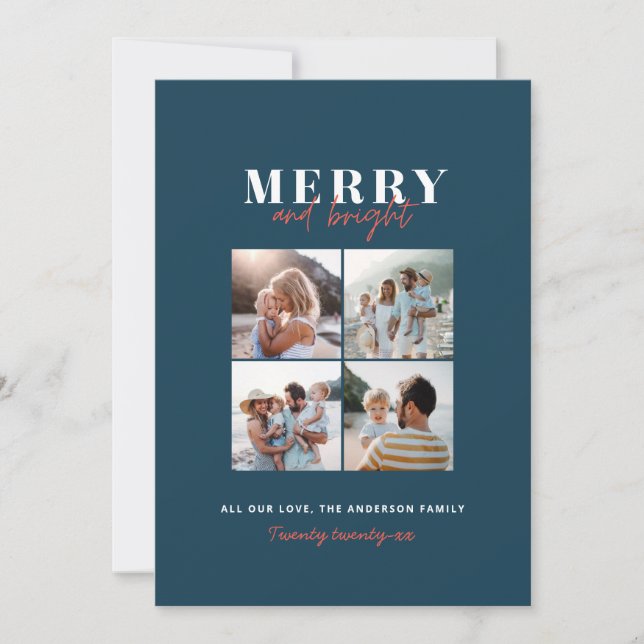 Modern minimal colourful fun Christmas photo Holiday Card (Front)