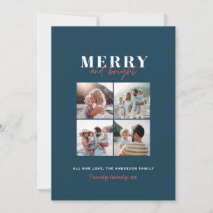 Modern minimal colourful fun Christmas photo Holiday Card