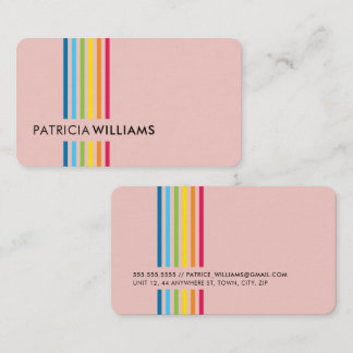 MODERN MINIMAL colourful simple rainbow stripe pin Business Card