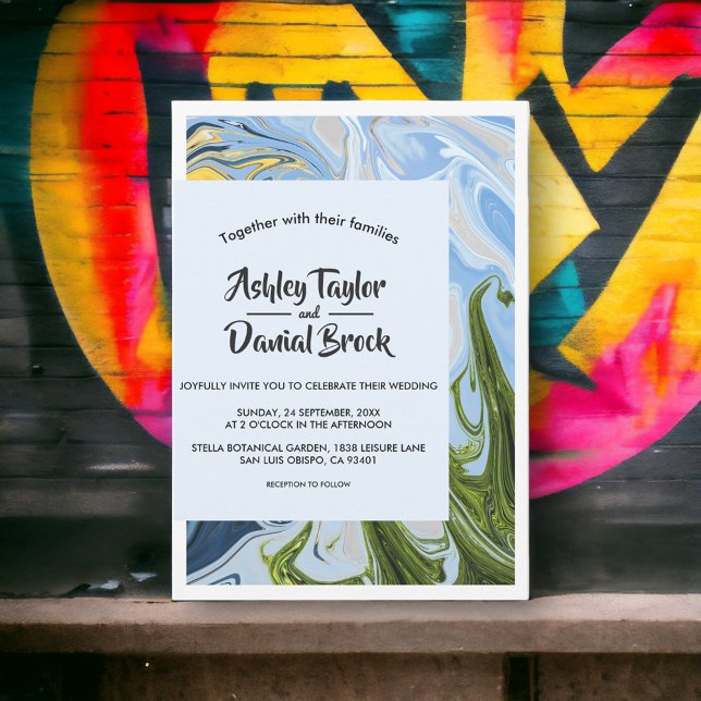 Modern Minimal Colourful Whimsical Abstract Weddin Invitation (Creator Uploaded)