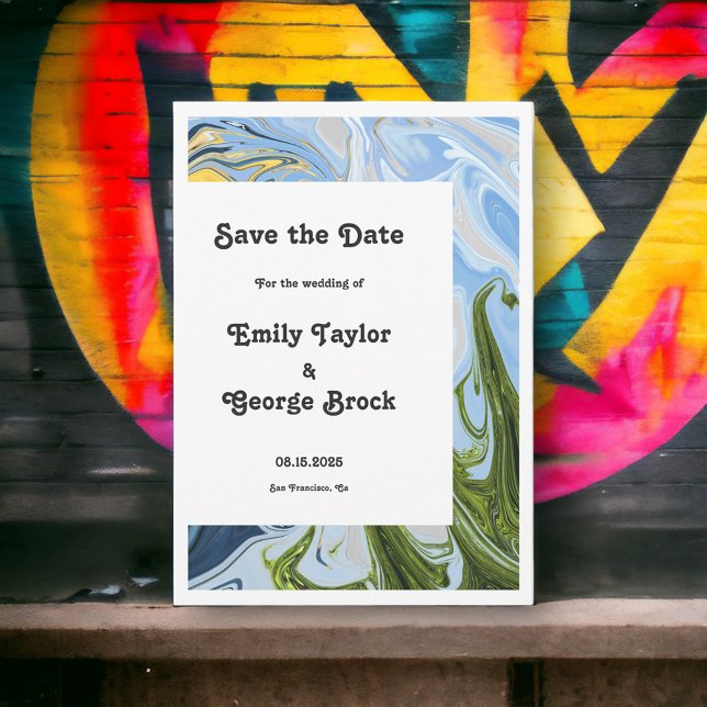 Modern Minimal Colourful Whimsical Abstract Weddin Save The Date (Creator Uploaded)