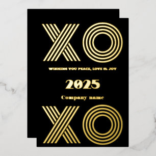 Modern minimal,Company elegant XO XO Foil Holiday Card