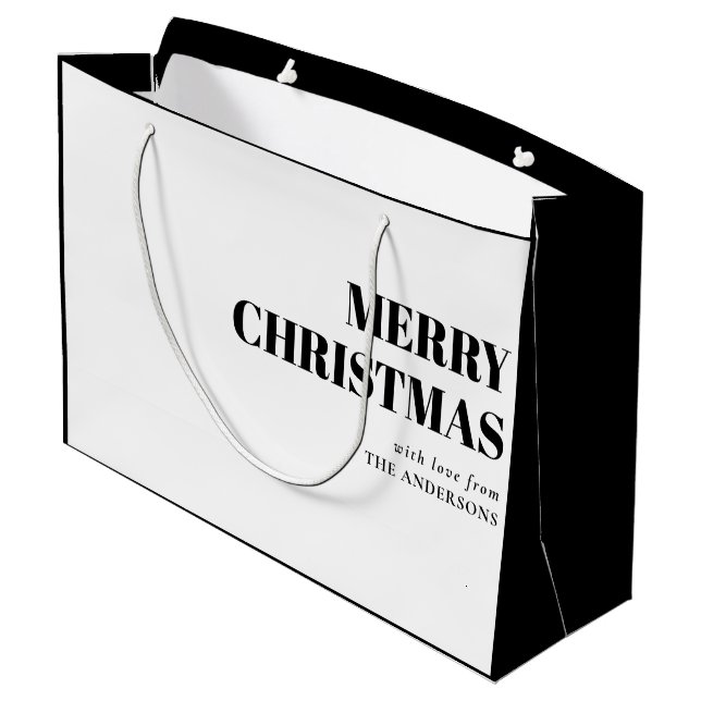 Modern Minimal Contemporary Merry Christmas Large Gift Bag (Back Angled)