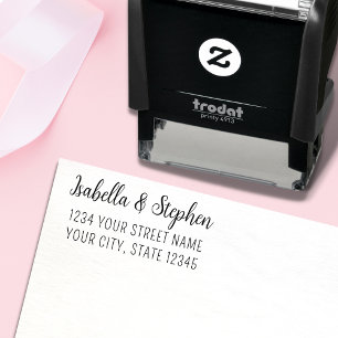 Modern Minimal Couple Wedding Return Address Self-inking Stamp