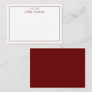 Modern Minimal Cursive Script Maroon Note Card
