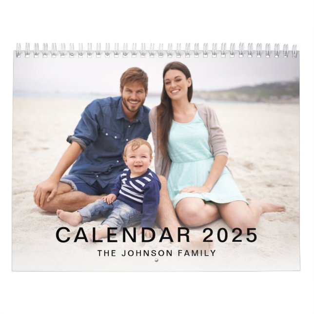 Modern Minimal Custom Family Pictures Photo Calendar (Cover)