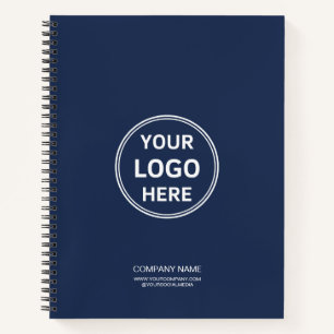 Modern Minimal Custom Logo Navy Blue Notebook