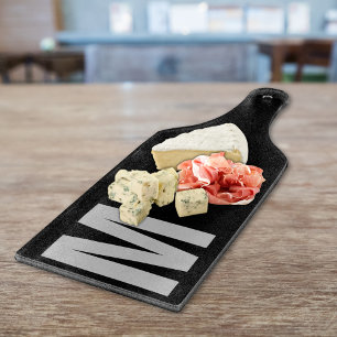 Modern Minimal Custom Monogram Black Grey Cutting Board