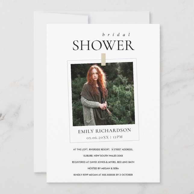 MODERN MINIMAL CUSTOM PHOTO BRIDAL SHOWER INVITE (Front)
