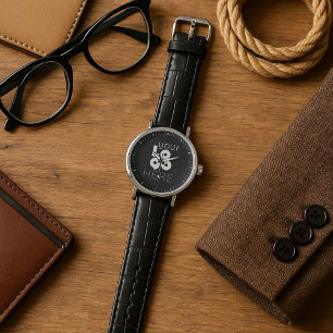 Modern Minimal Custom White Business Logo on Black Watch