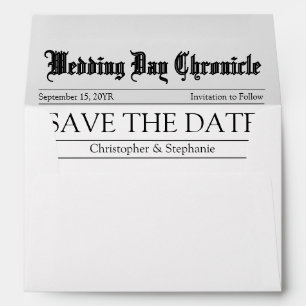 Modern Minimal Customized Newspaper Save the Date Envelope