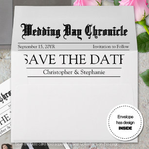 Modern Minimal Customized Newspaper Save the Date Envelope