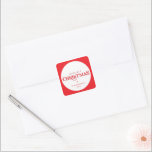 MODERN minimal cute festive red merriest christmas Square Sticker<br><div class="desc">by kat massard >>> https://linktr.ee/simplysweetpaperie <<<
A cute,  personalized tag just perfect for favour tags for your Christmas wrapping</div>