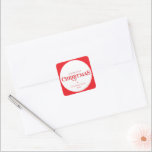 MODERN minimal cute festive red merriest christmas Square Sticker<br><div class="desc">by kat massard >>> https://linktr.ee/simplysweetpaperie <<<
A cute,  personalized tag just perfect for favour tags for your Christmas wrapping</div>