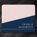 Modern minimal dark blue and pink custom name mouse pad<br><div class="desc">Modern minimal dark blue and pink mouse pad with your custom name aligned to the right. Fonts and colours can be customized with the design tool.</div>