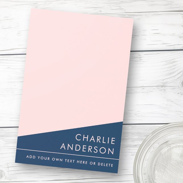 Modern minimal dark blue and pink custom name post-it notes (Modern minimal dark blue and pink custom name post-it notes)