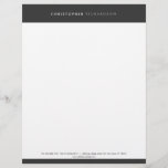 MODERN & MINIMAL Dark Grey Letterhead<br><div class="desc">Coordinates with the MODERN & MINIMAL on Dark Grey Business Card Template by 1201AM. A professional & modern letterhead design with a dark grey header and footer. © 1201AM CREATIVE</div>
