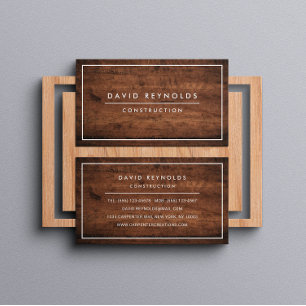 MODERN & MINIMAL DARK WOOD - CONSTRUCTION BUSINESS CARD