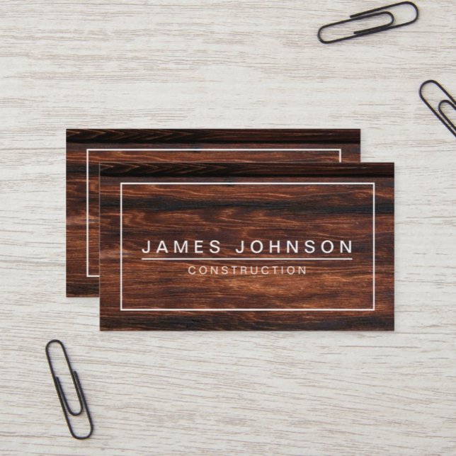 MODERN & MINIMAL DARK WOOD - CONSTRUCTION BUSINESS CARD (Creator Uploaded)