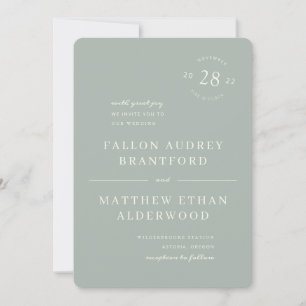 Modern Minimal Date Seal Sage Wedding Invitation