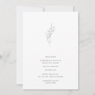 Modern Minimal Delicate Aesthetic Sprig Wedding Invitation
