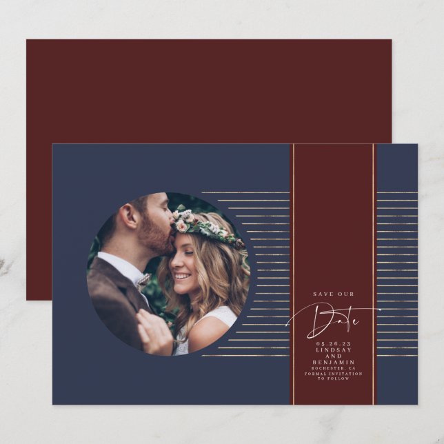 Modern Minimal Delicate Save The Date Photo (Front/Back)