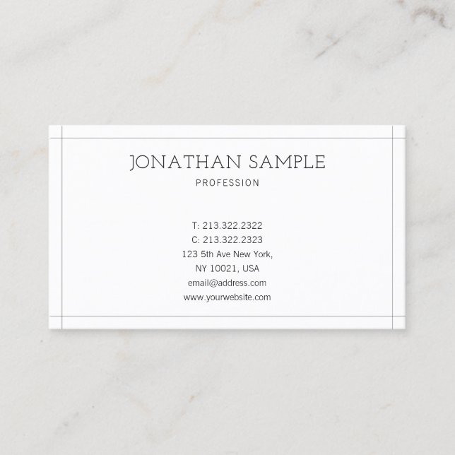 Modern Minimal Design Elegant Professional Plain Business Card (Front)