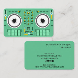 Modern minimal dj music turntable business card