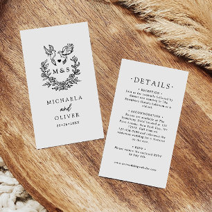 Modern Minimal Doves & Script Wedding Details Enclosure Card