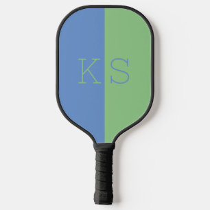 Modern Minimal Dusty Blue Green Monogram Pickleball Paddle