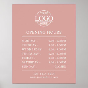 Modern Minimal Dusty Rose Business Opening Hours Poster