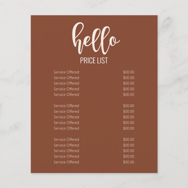 Modern Minimal Earth Tones Nails Salon Price List Flyer (Front)