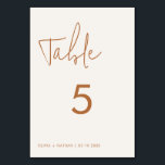 Modern Minimal Earthy Wedding Table Number<br><div class="desc">Modern minimalist beige and terracotta wedding table number.</div>