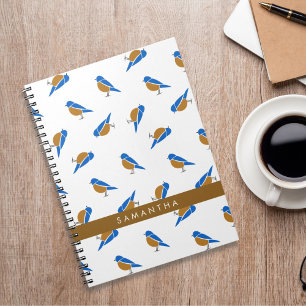 Modern Minimal Eastern Bluebird Pattern Notebook