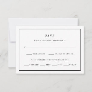 Modern Minimal   Editable Colour Border Meal Choic RSVP Card