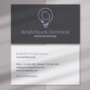 Modern Minimal Electrical Services Electrician Business Card