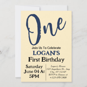 Modern Minimal Elegant 1st Birthday Photo Invitation