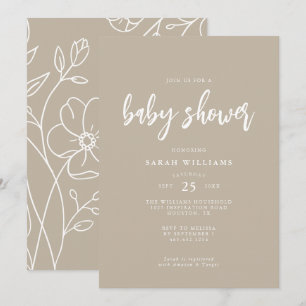 Modern Minimal Elegant Baby Shower   Invitation