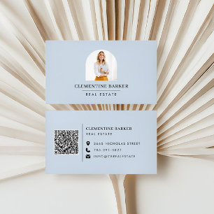 Modern minimal elegant blue simple arch photo business card