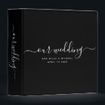 Modern Minimal Elegant Calligraphy Wedding Album Binder<br><div class="desc">This modern calligraphy 3 ring binder is perfect for a simple yet beautiful wedding. The neutral design features your names and wedding date in minimalist typography alongside romantic and whimsical script. This is the black and white version.</div>