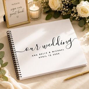 Modern Minimal Elegant Calligraphy Wedding Guest Notebook