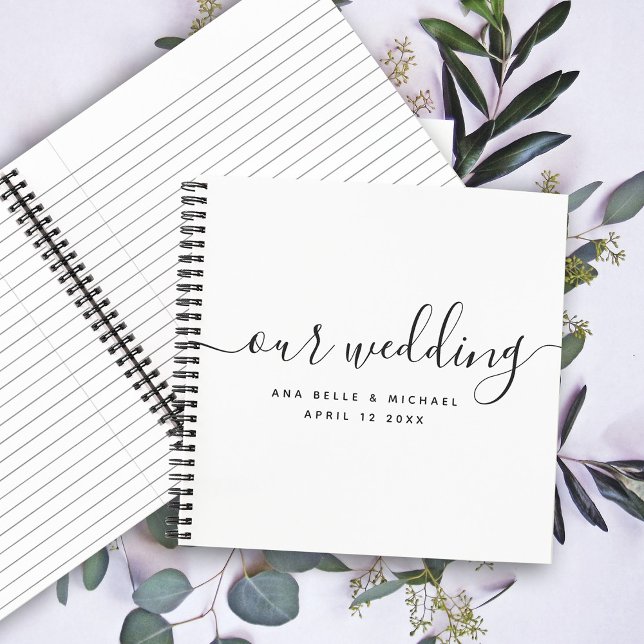Modern Minimal Elegant Calligraphy Wedding Guest Notebook (Creator Uploaded)