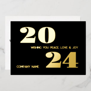 Modern minimal elegant, company name foil holiday card