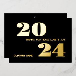 Modern minimal elegant, company name foil holiday card